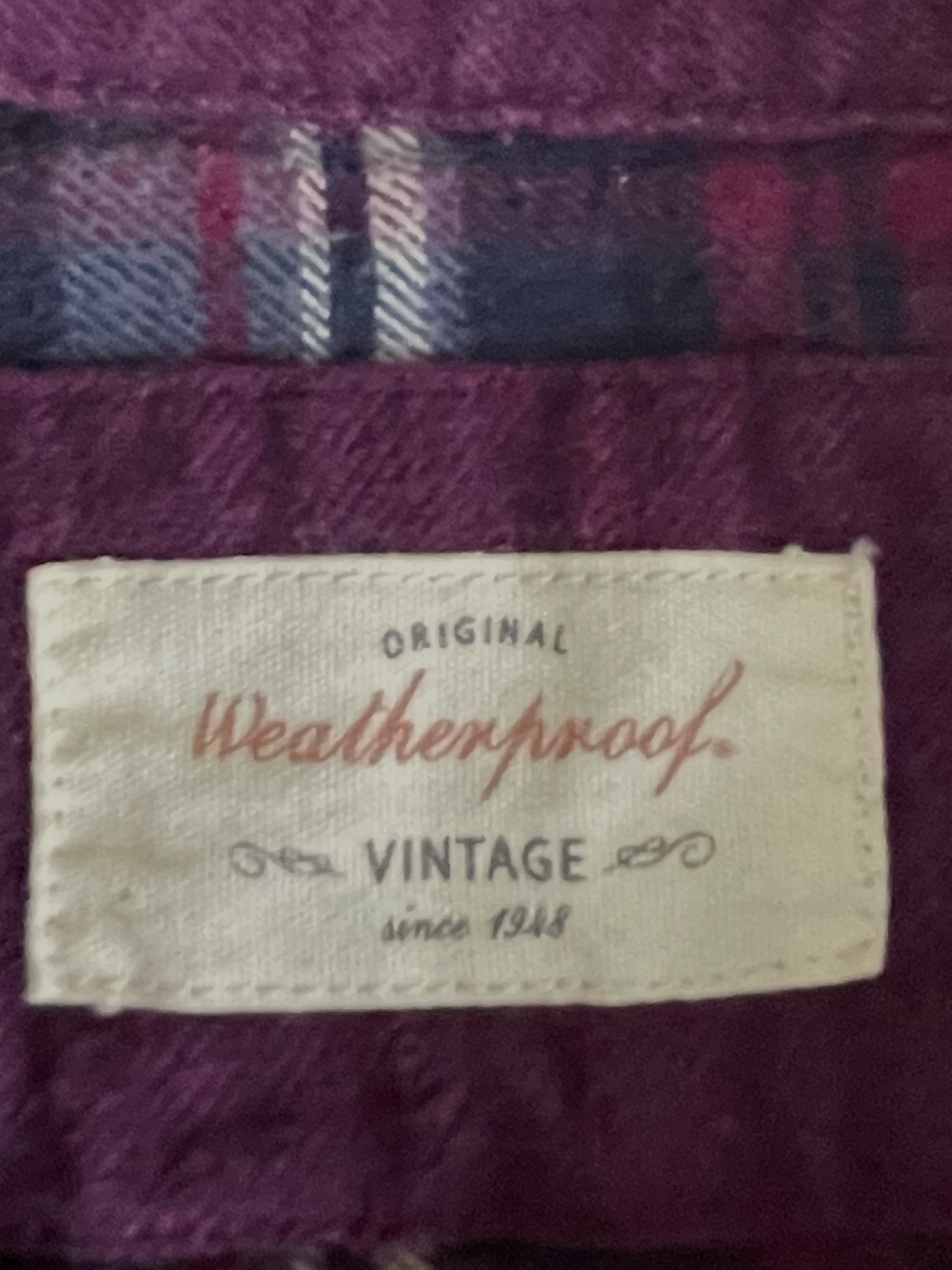 Weatherproof Men's Navy and Burgundy Plaid flannel button up Shirt Jacket - Picture 5 of 9